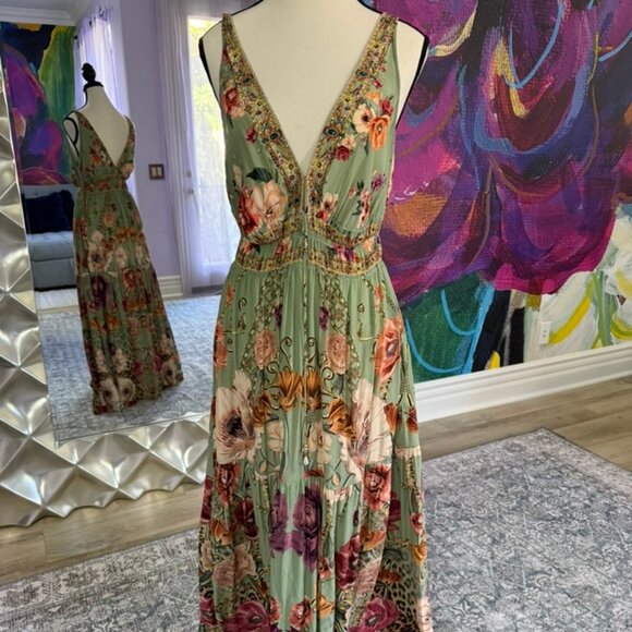 Camilla Shirred Waist Detail Long Dress, Grow and Glow - Picture 1 of 4